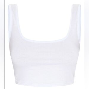 PrettyLittleThing Basic White Scoop Neck Cotton Crop Top NWOT